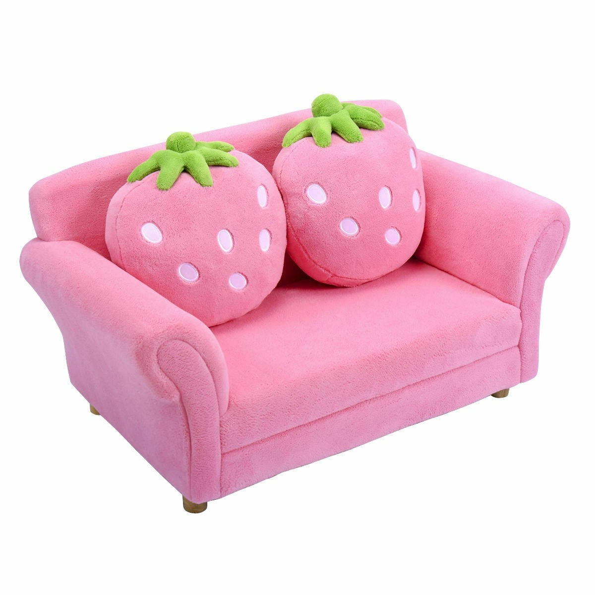 Children’s Sofa with 2 Strawberry Pillows, Double Armrest Seats