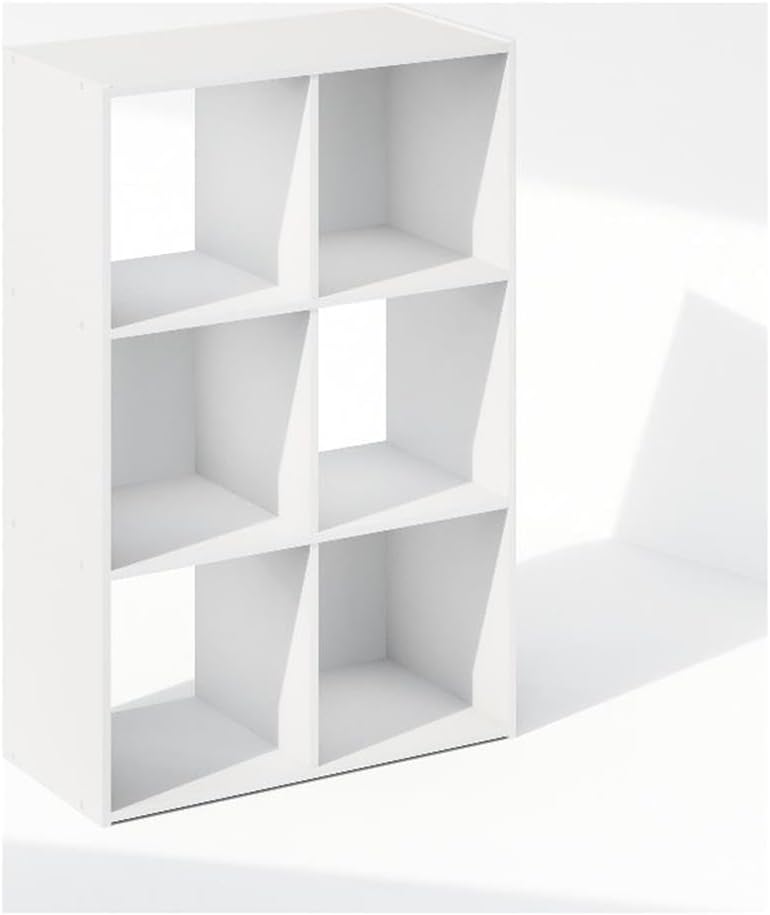 8-Cube Horizontal Bookshelf, White, Cube Storage Organizer for Bedroom & Living Room