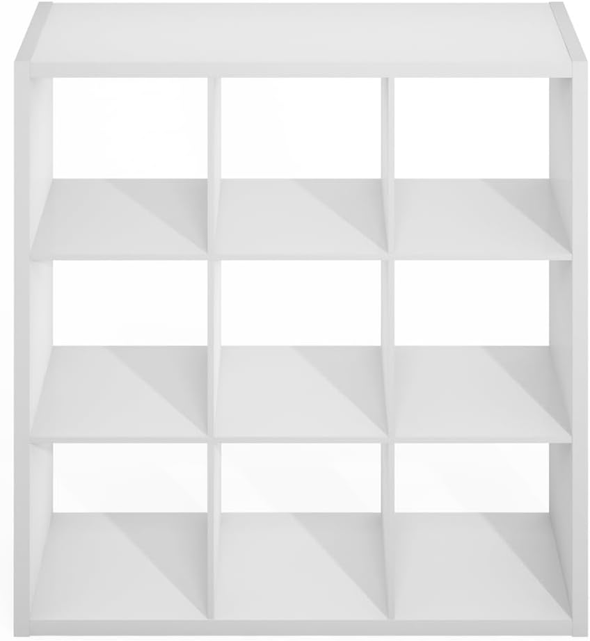 16-Cube Open Storage Shelf, Extra Thick Frame, White, Display & Organization
