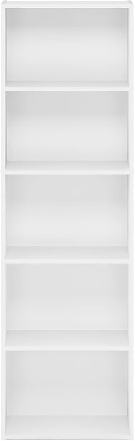 5-Cube Bookshelf, White, Reversible Bookcase for Living Room, Bedroom, Home Office