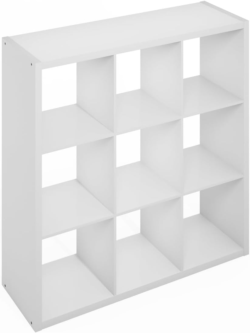 16-Cube Open Storage Shelf, Extra Thick Frame, White, Display & Organization