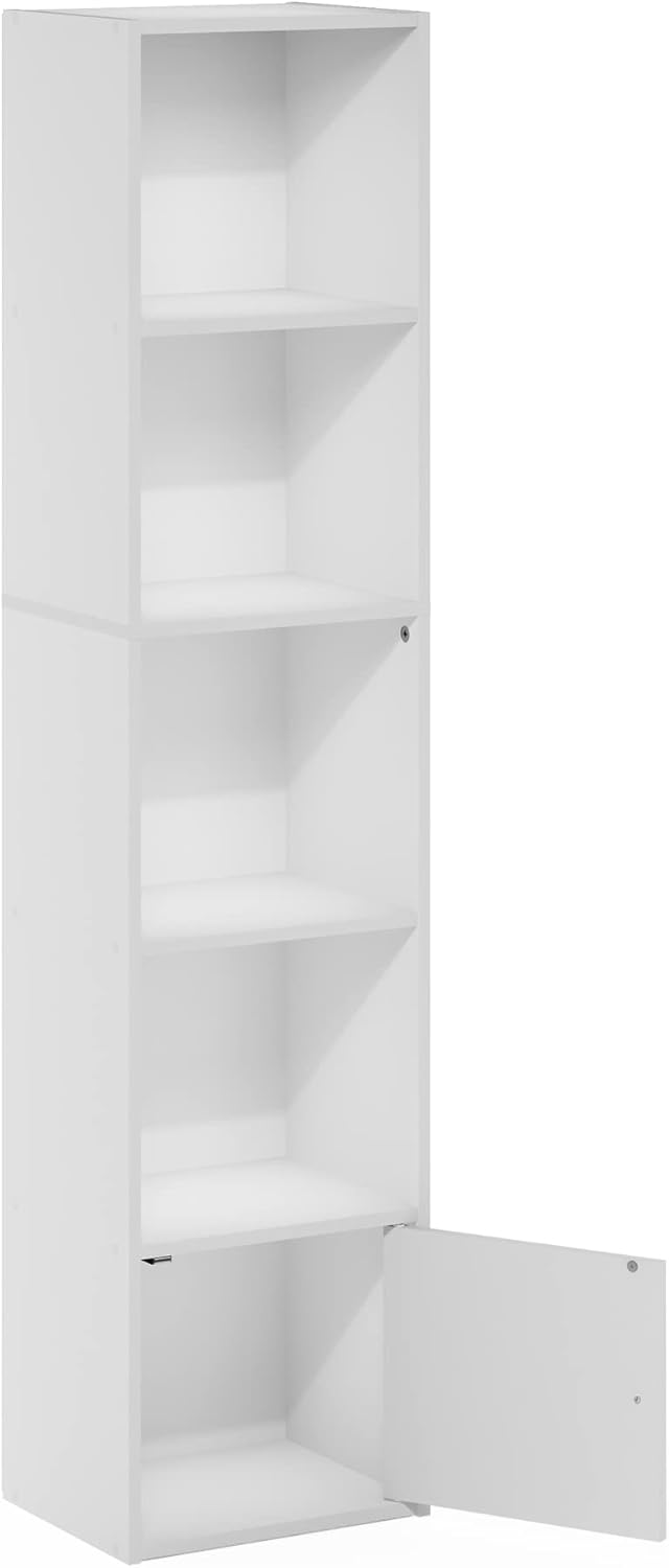 5-Cube Bookshelf, White, Reversible Bookcase for Living Room, Bedroom, Home Office