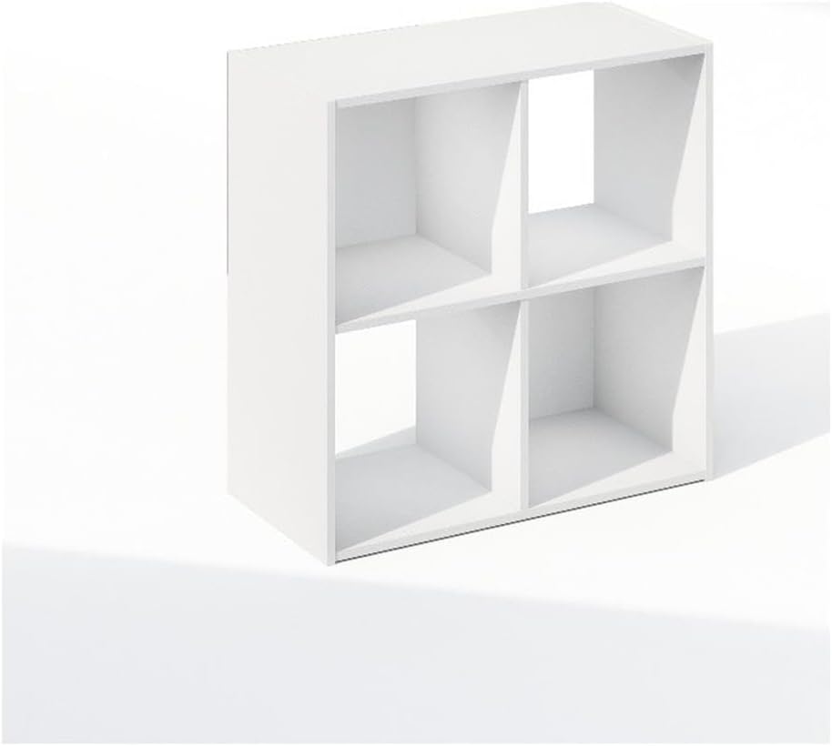 8-Cube Horizontal Bookshelf, White, Cube Storage Organizer for Bedroom & Living Room