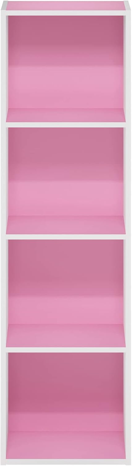 5-Cube Bookshelf, White, Reversible Bookcase for Living Room, Bedroom, Home Office