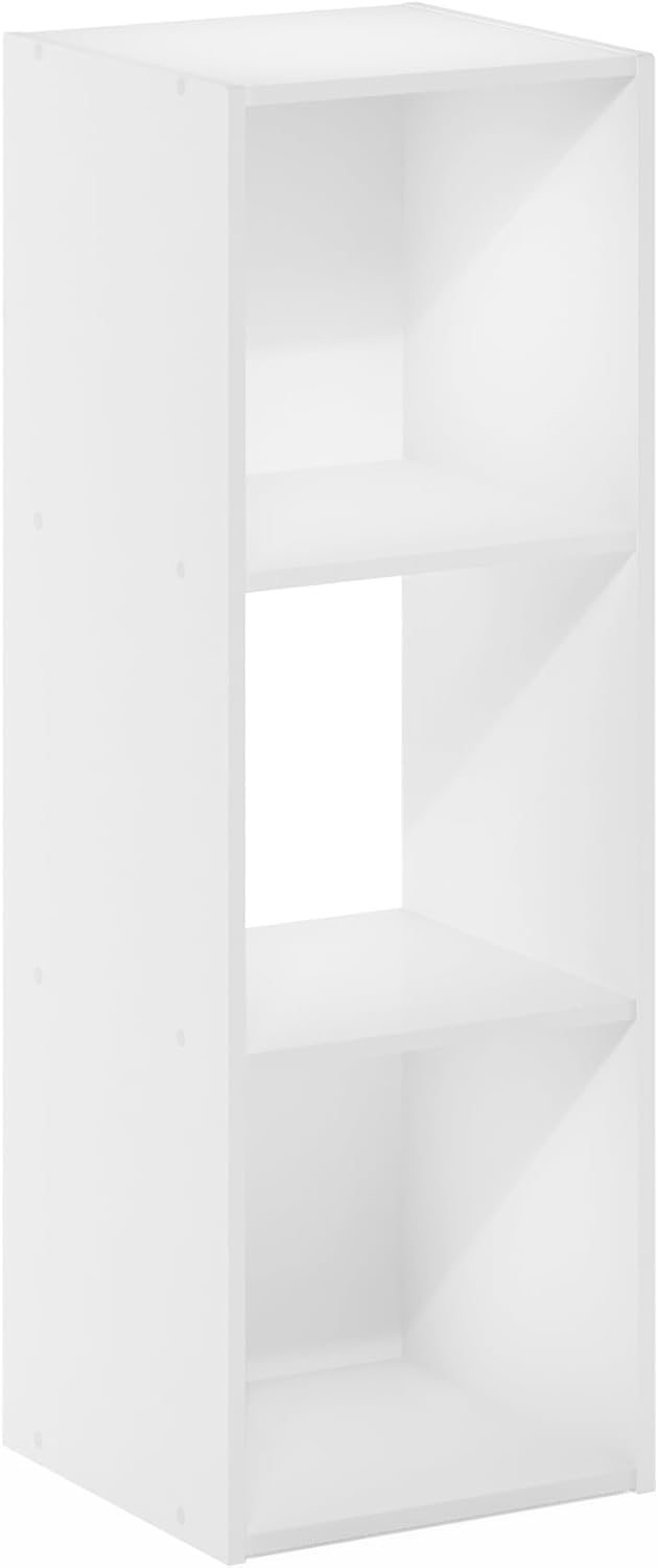 3x2 Cube Storage Bookcase Organizer with Bins, French Oak Grey/Black