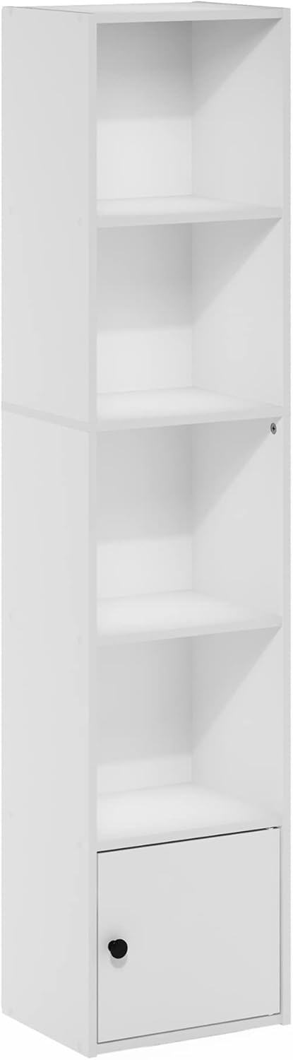 5-Cube Bookshelf, White, Reversible Bookcase for Living Room, Bedroom, Home Office