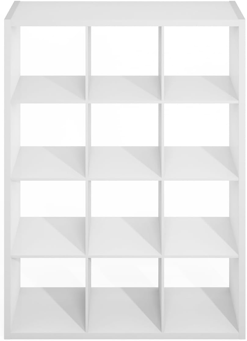 16-Cube Open Storage Shelf, Extra Thick Frame, White, Display & Organization