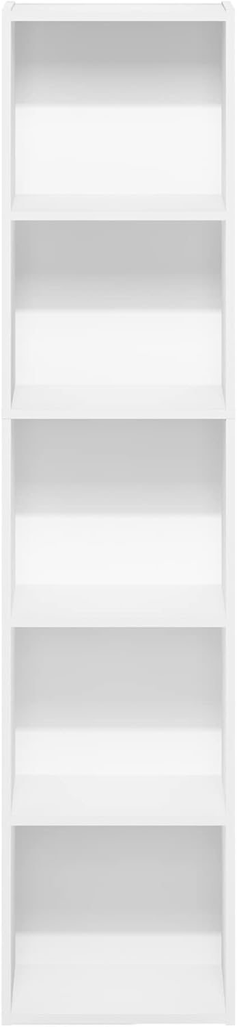 5-Cube Bookshelf, White, Reversible Bookcase for Living Room, Bedroom, Home Office