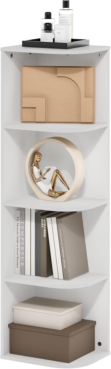 5-Cube Bookshelf, White, Reversible Bookcase for Living Room, Bedroom, Home Office