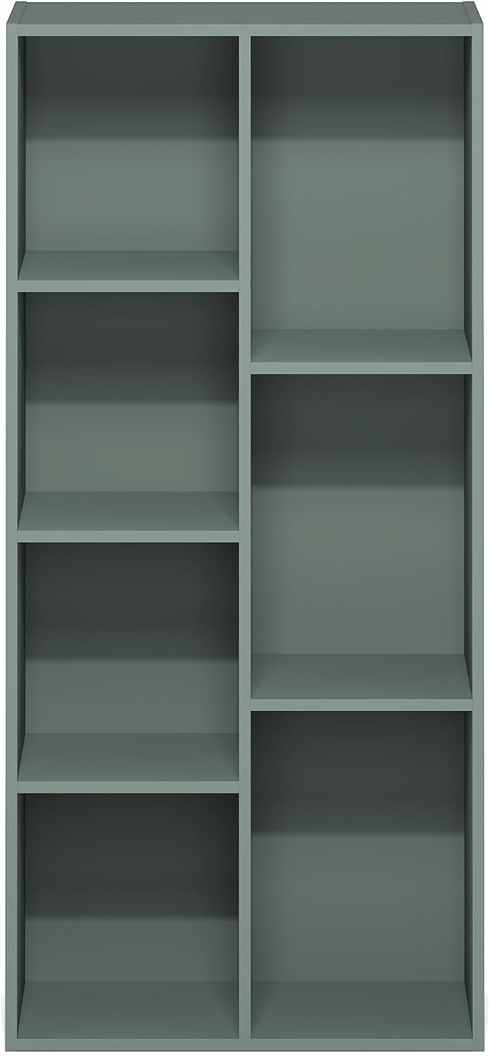 7-Cube Bookshelf, White, Bookcase for Living Room, Bedroom, Home Office