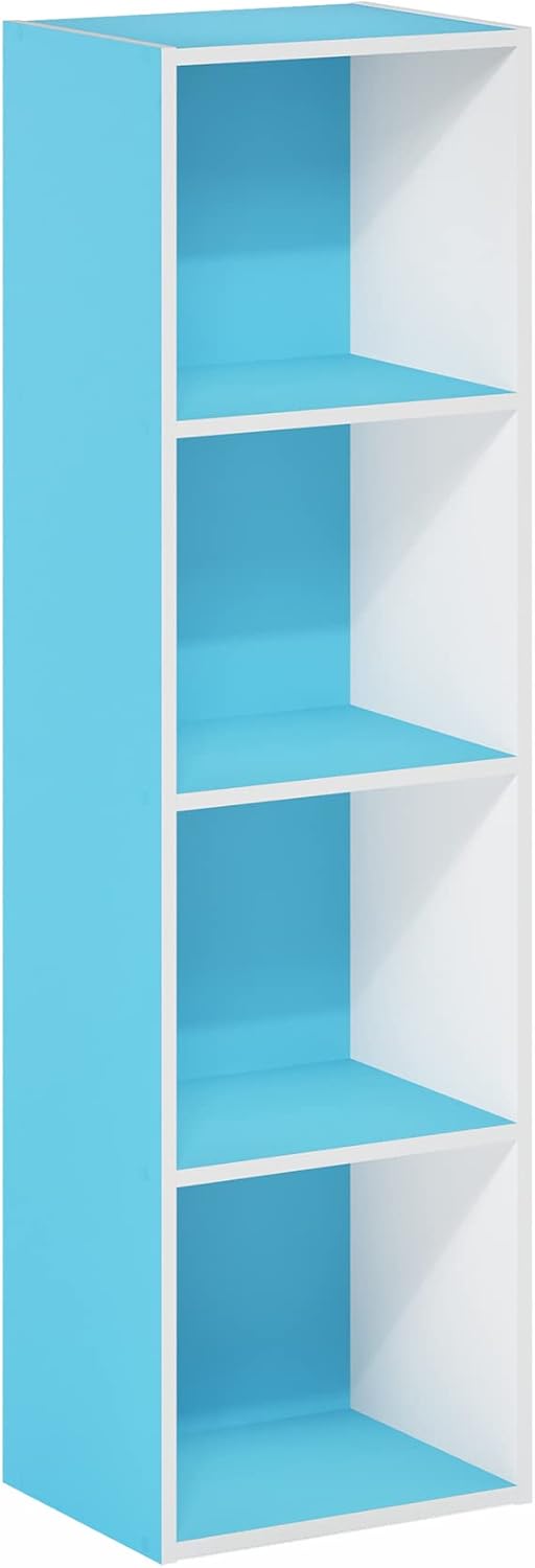 5-Cube Bookshelf, White, Reversible Bookcase for Living Room, Bedroom, Home Office