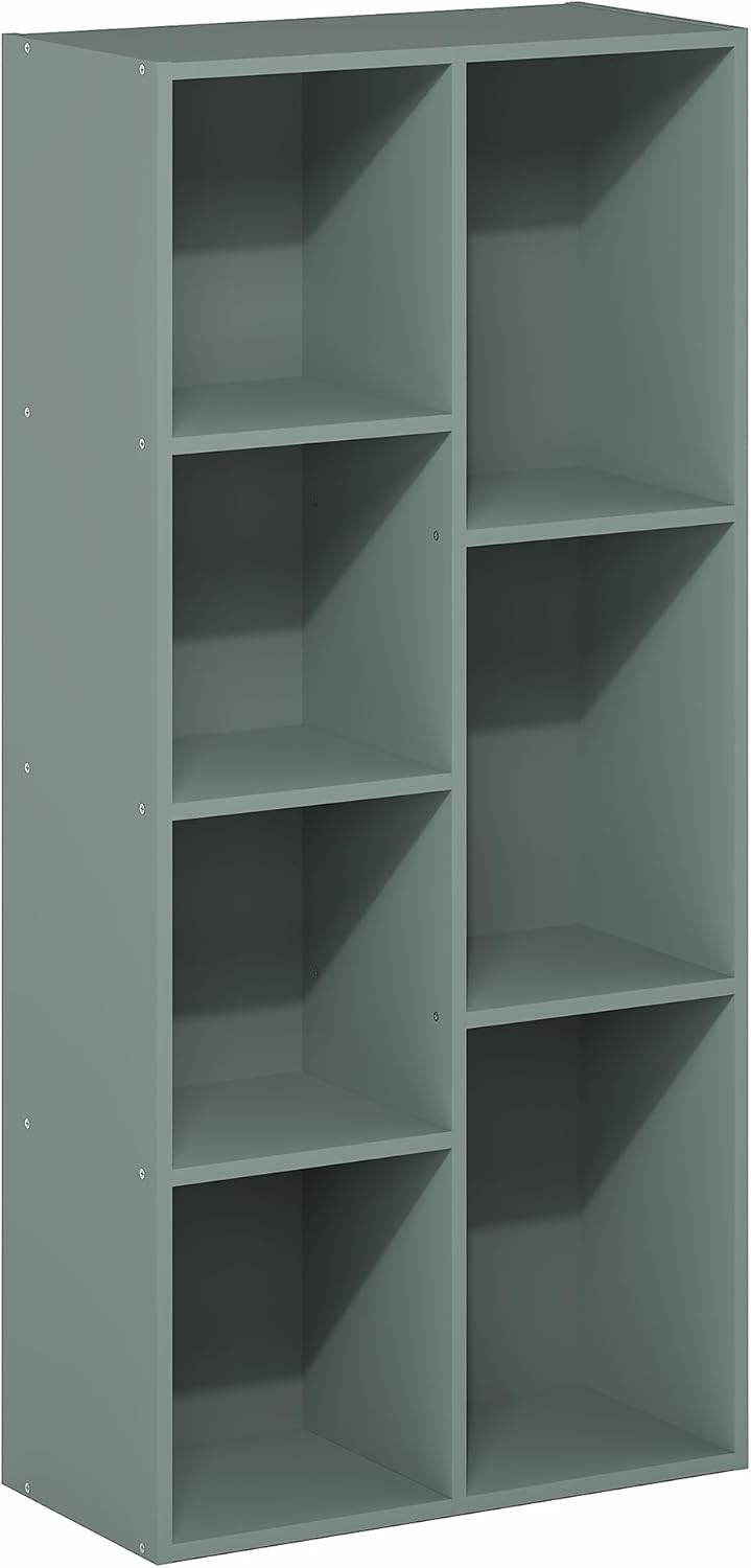 7-Cube Bookshelf, White, Bookcase for Living Room, Bedroom, Home Office