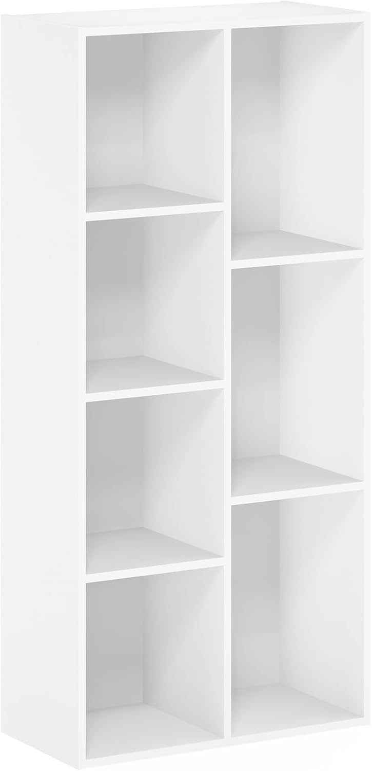 5-Cube Bookshelf, White, Reversible Bookcase for Living Room, Bedroom, Home Office