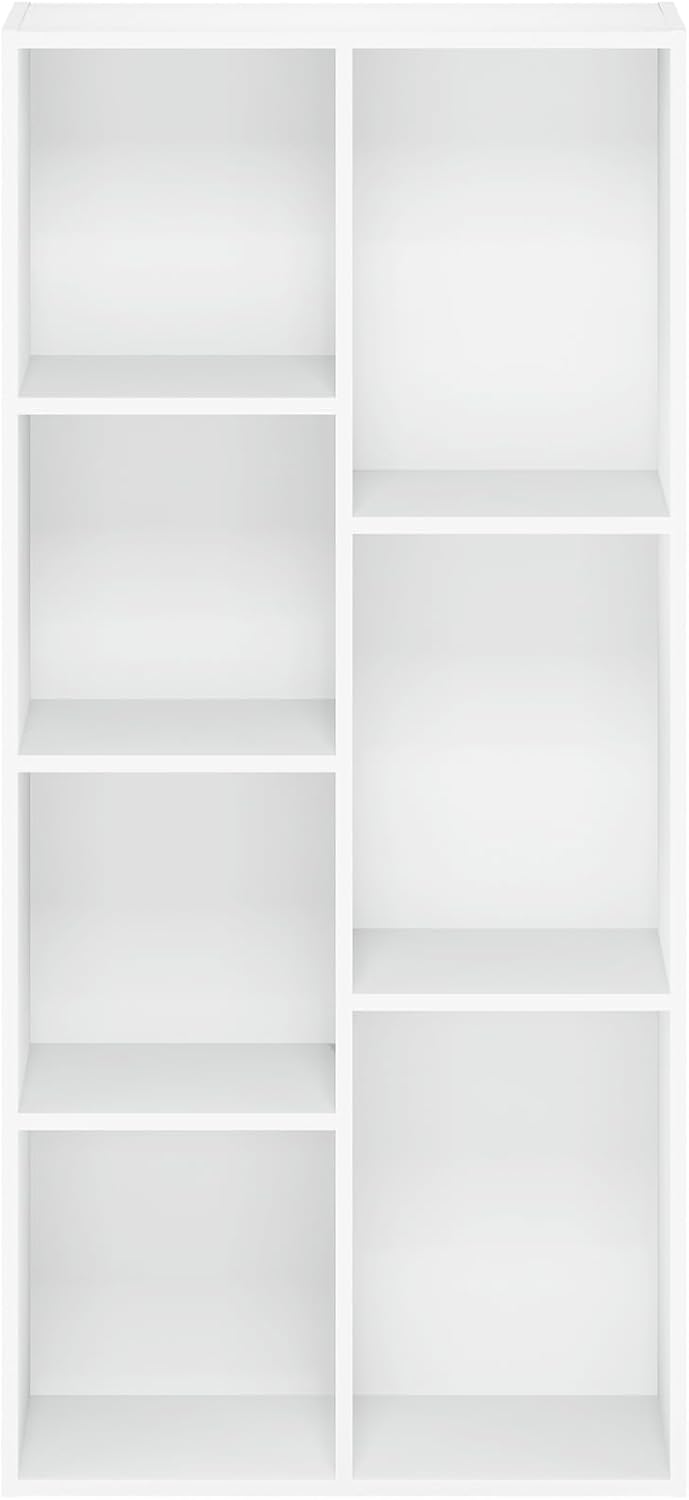 5-Cube Bookshelf, White, Reversible Bookcase for Living Room, Bedroom, Home Office