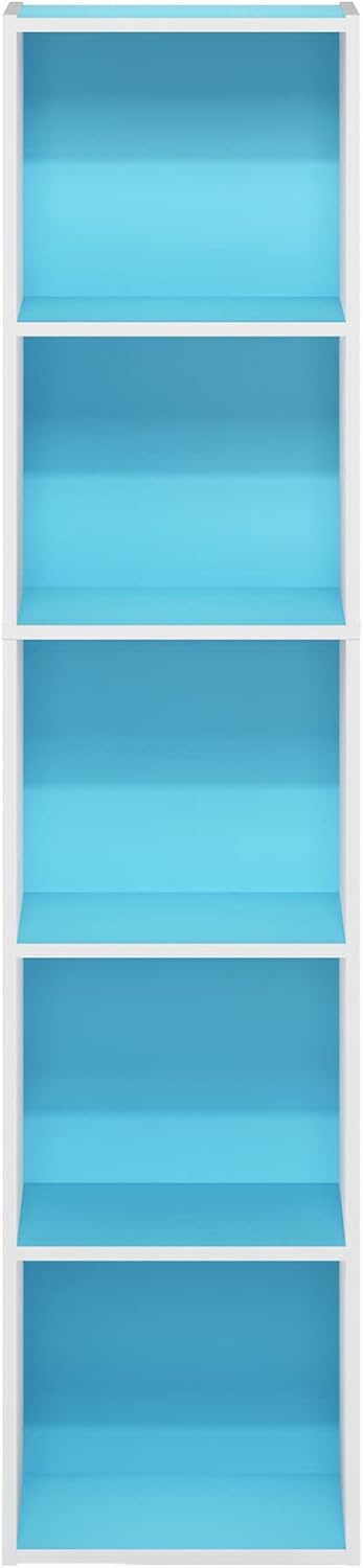 5-Cube Bookshelf, White, Reversible Bookcase for Living Room, Bedroom, Home Office