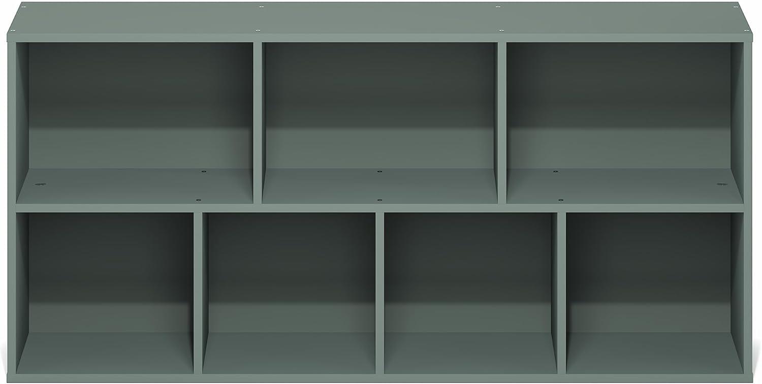 7-Cube Bookshelf, White, Bookcase for Living Room, Bedroom, Home Office
