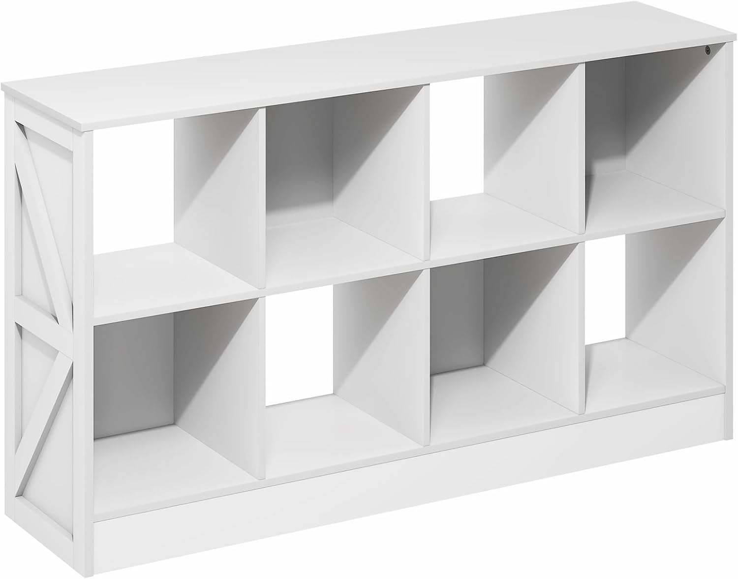 8-Cube Horizontal Bookshelf, White, Cube Storage Organizer for Bedroom & Living Room
