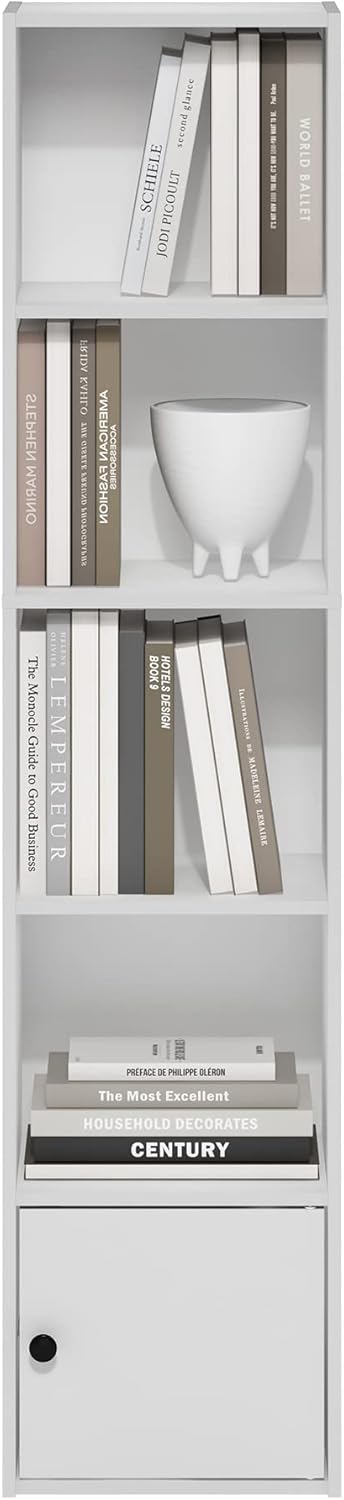 5-Cube Bookshelf, White, Reversible Bookcase for Living Room, Bedroom, Home Office