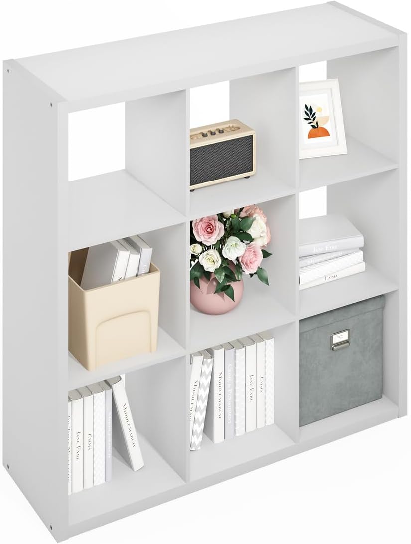 16-Cube Open Storage Shelf, Extra Thick Frame, White, Display & Organization