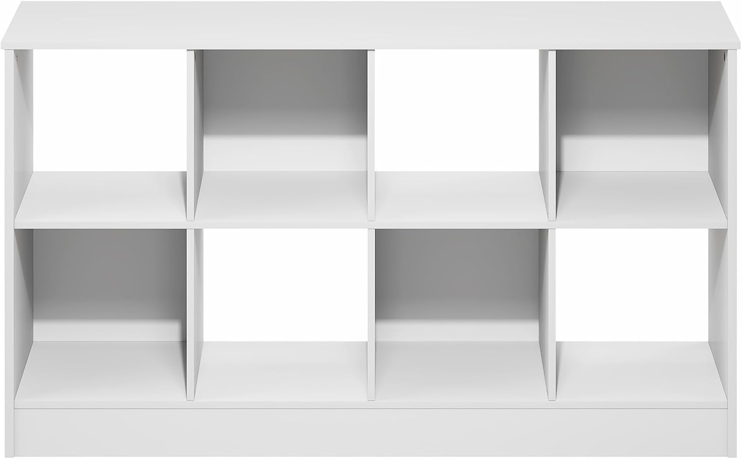 8-Cube Horizontal Bookshelf, White, Cube Storage Organizer for Bedroom & Living Room