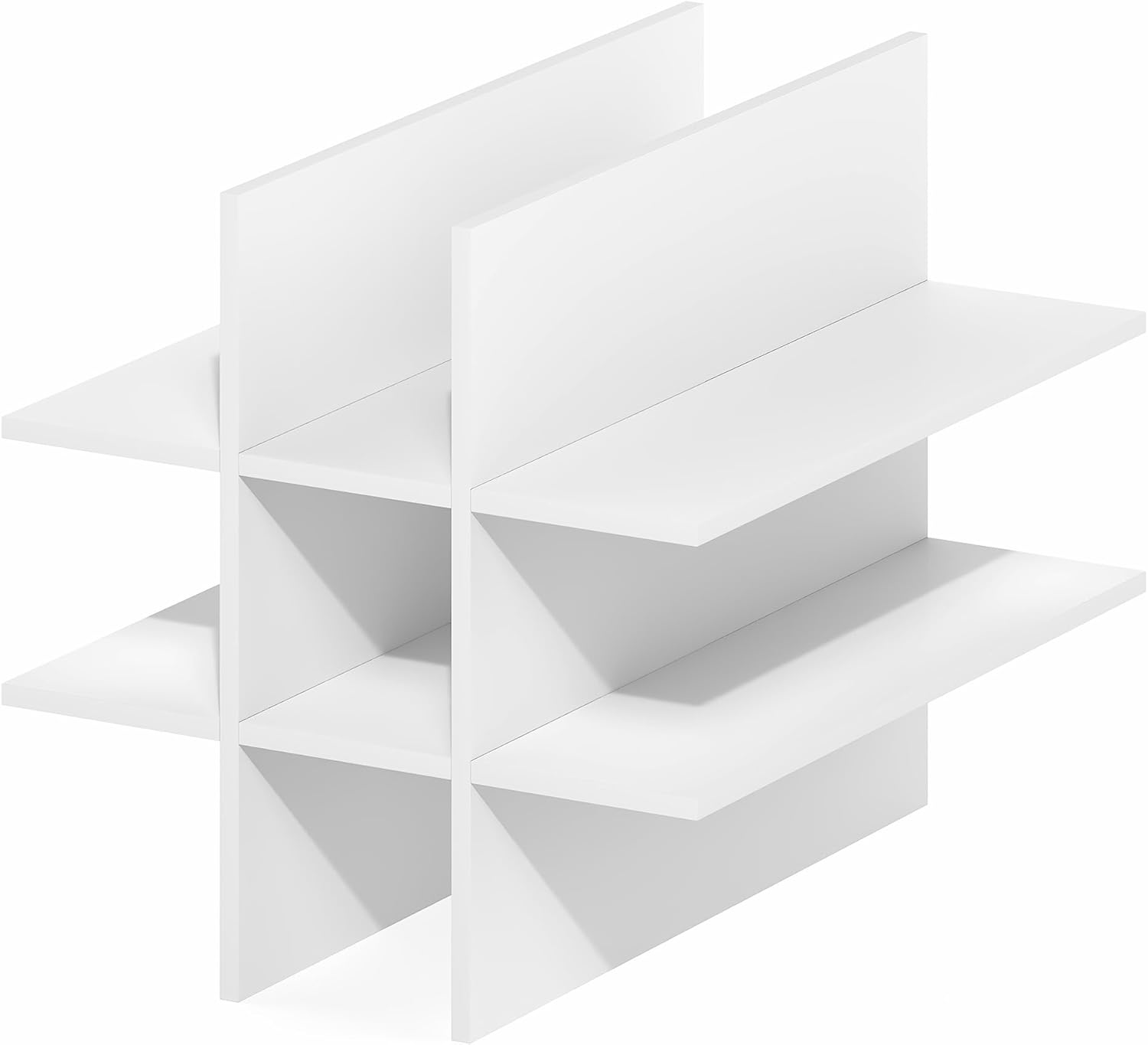 2-Tier Cube Insert Shelf, H-Shelf Organizer, Fits 3x3 Cubes and Kallax, White