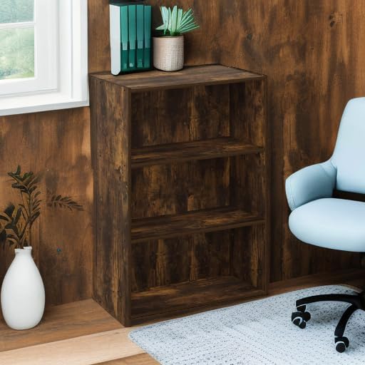 5-Cube Closed Back Bookshelf, Extra Thick Frame, Dark Oak, Storage Organizer