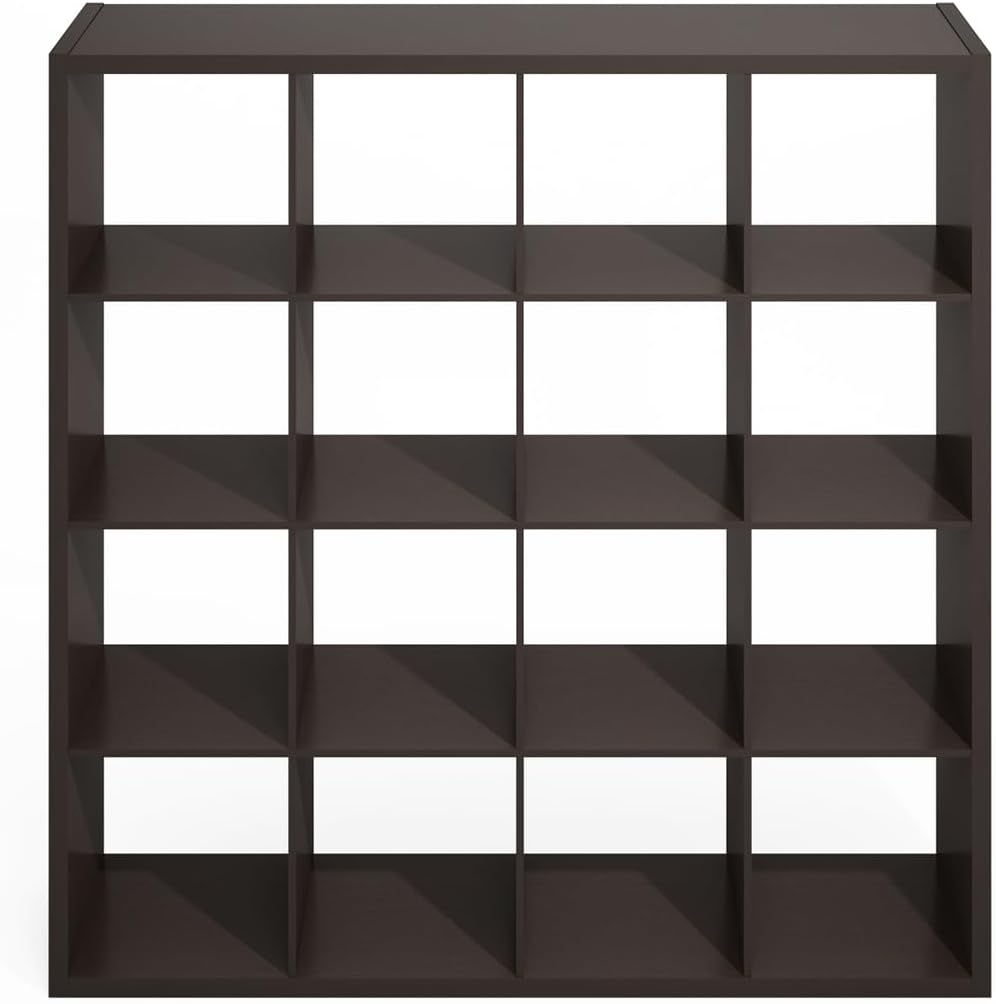 16-Cube Open Storage Shelf, Extra Thick Frame, White, Display & Organization