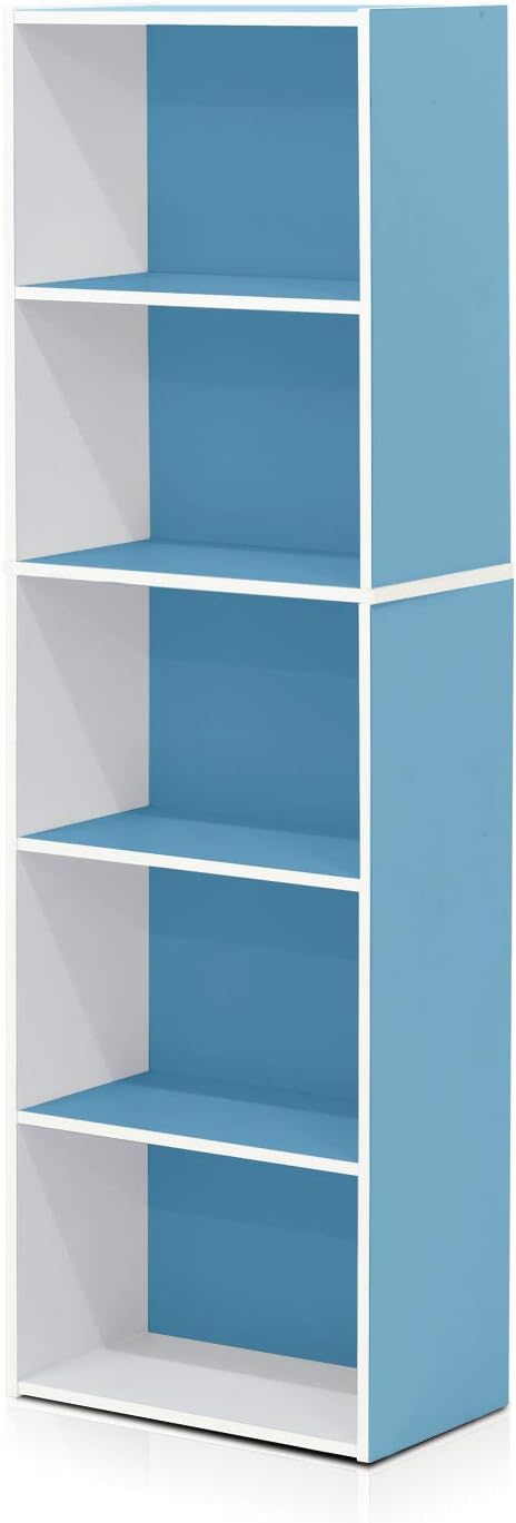 5-Cube Bookshelf, White, Reversible Bookcase for Living Room, Bedroom, Home Office