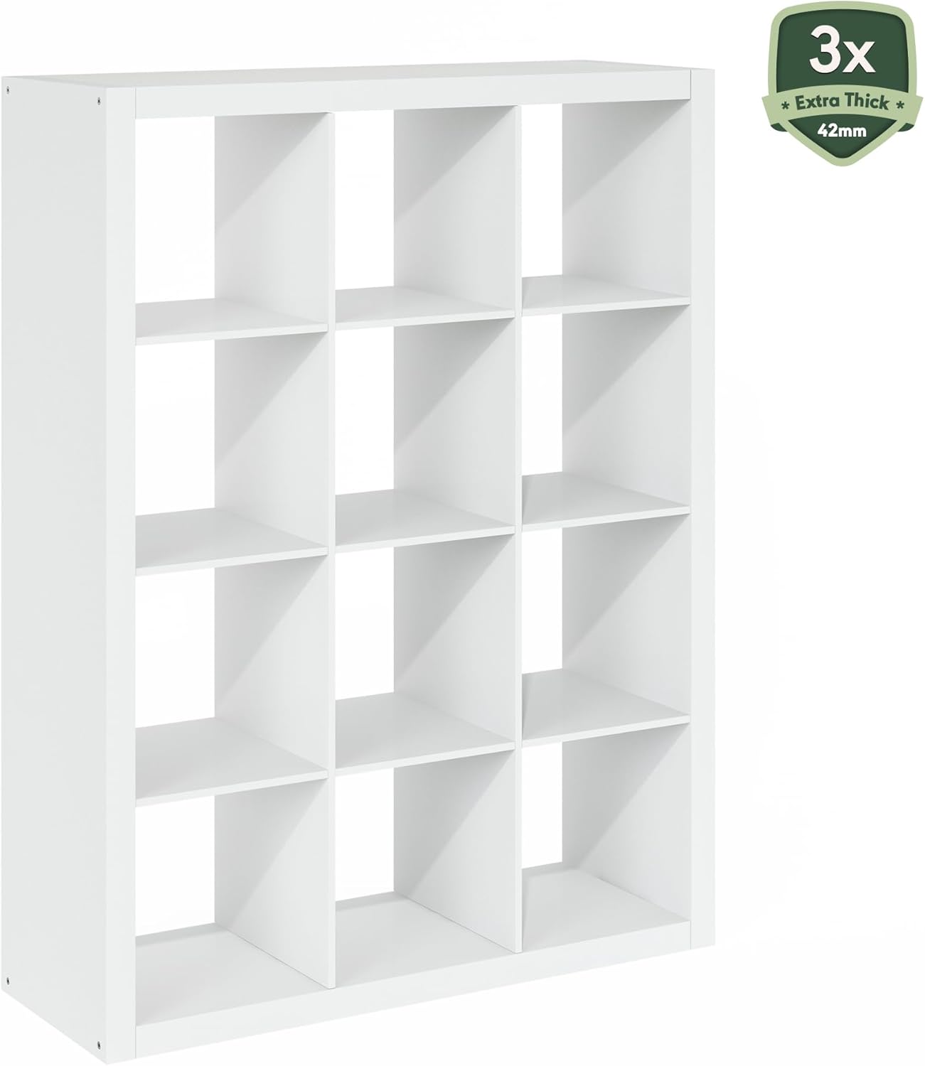 16-Cube Bookshelf, Triple Thick Frame, Black Dark Oak, Storage for Living Room & Home Office