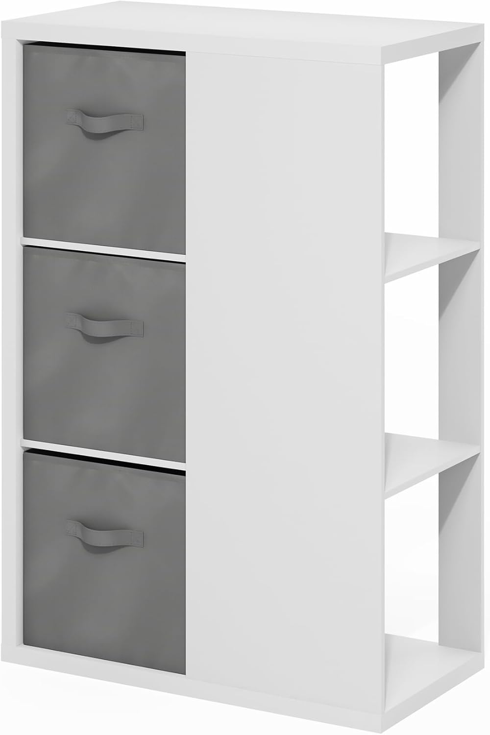 8-Cube Horizontal Bookshelf, White, Cube Storage Organizer for Bedroom & Living Room