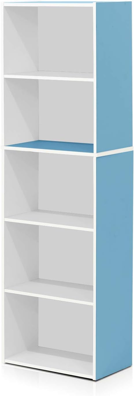 5-Cube Bookshelf, White, Reversible Bookcase for Living Room, Bedroom, Home Office