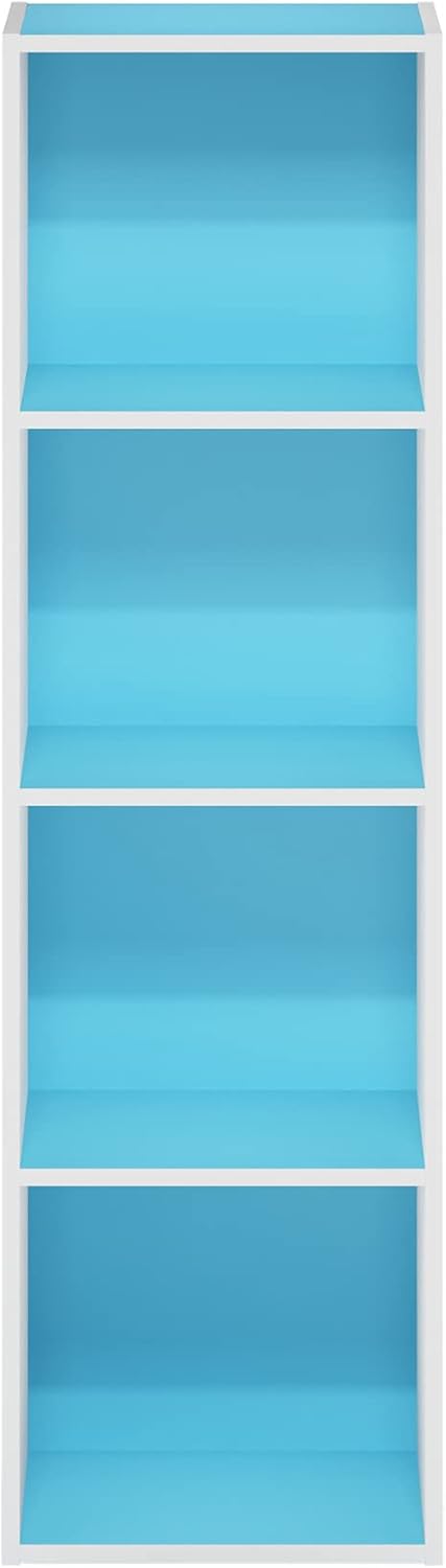 5-Cube Bookshelf, White, Reversible Bookcase for Living Room, Bedroom, Home Office