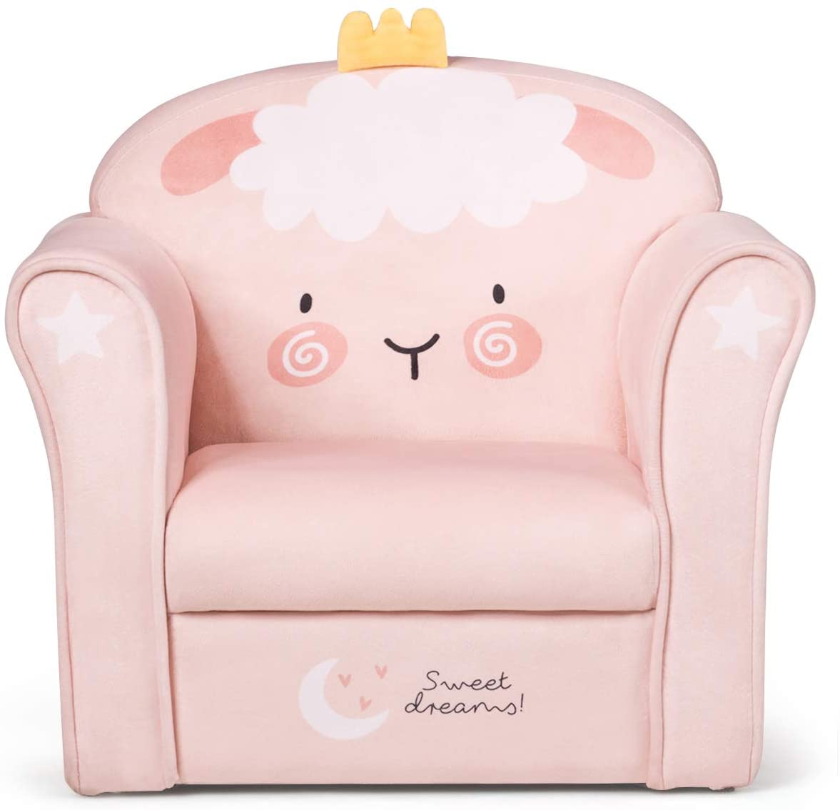 Kids Armrest Sofa with Pattern, Sturdy Wood Frame, Toddler Chair for Boys & Girls