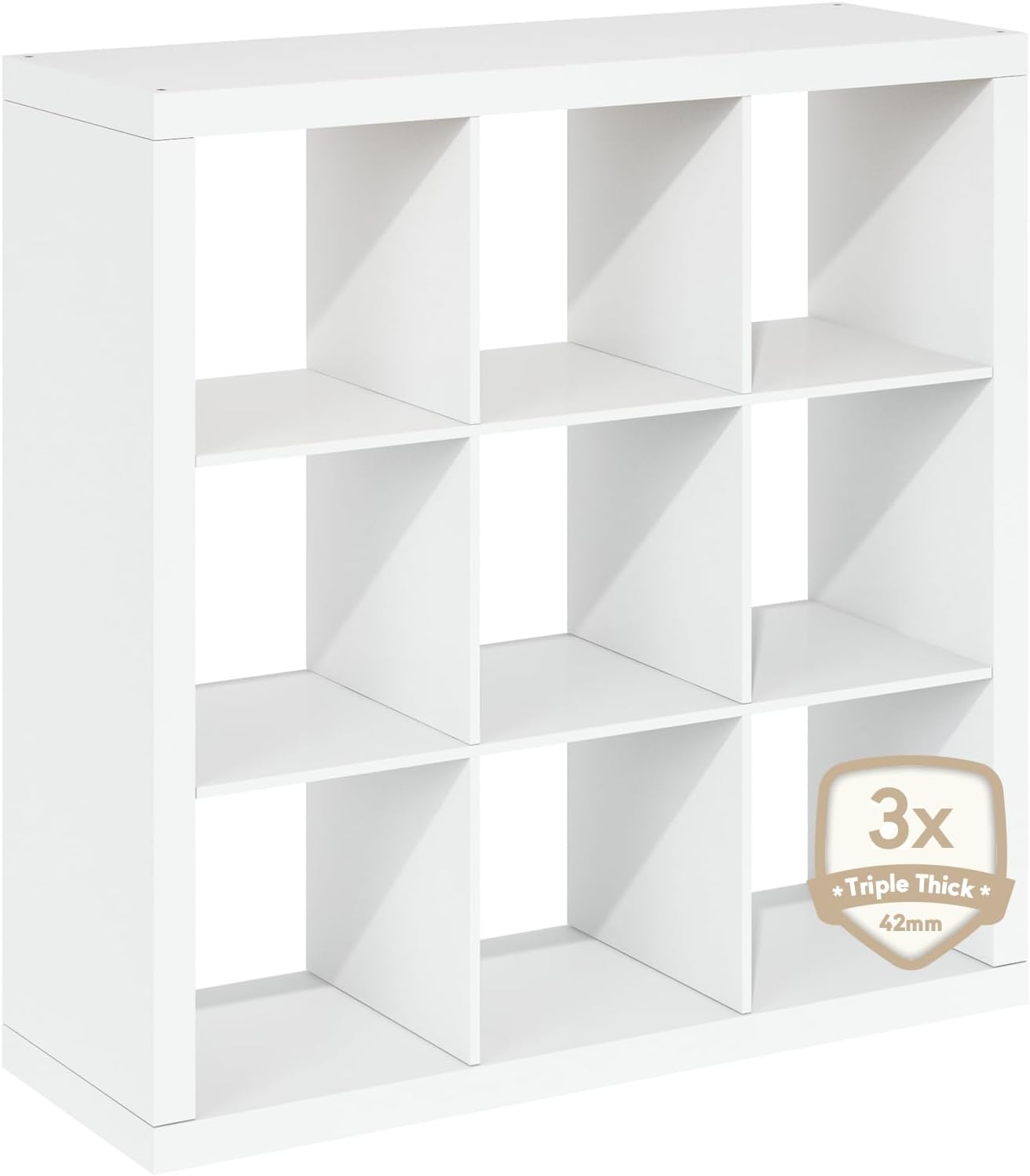 16-Cube Bookshelf, Triple Thick Frame, Black Dark Oak, Storage for Living Room & Home Office