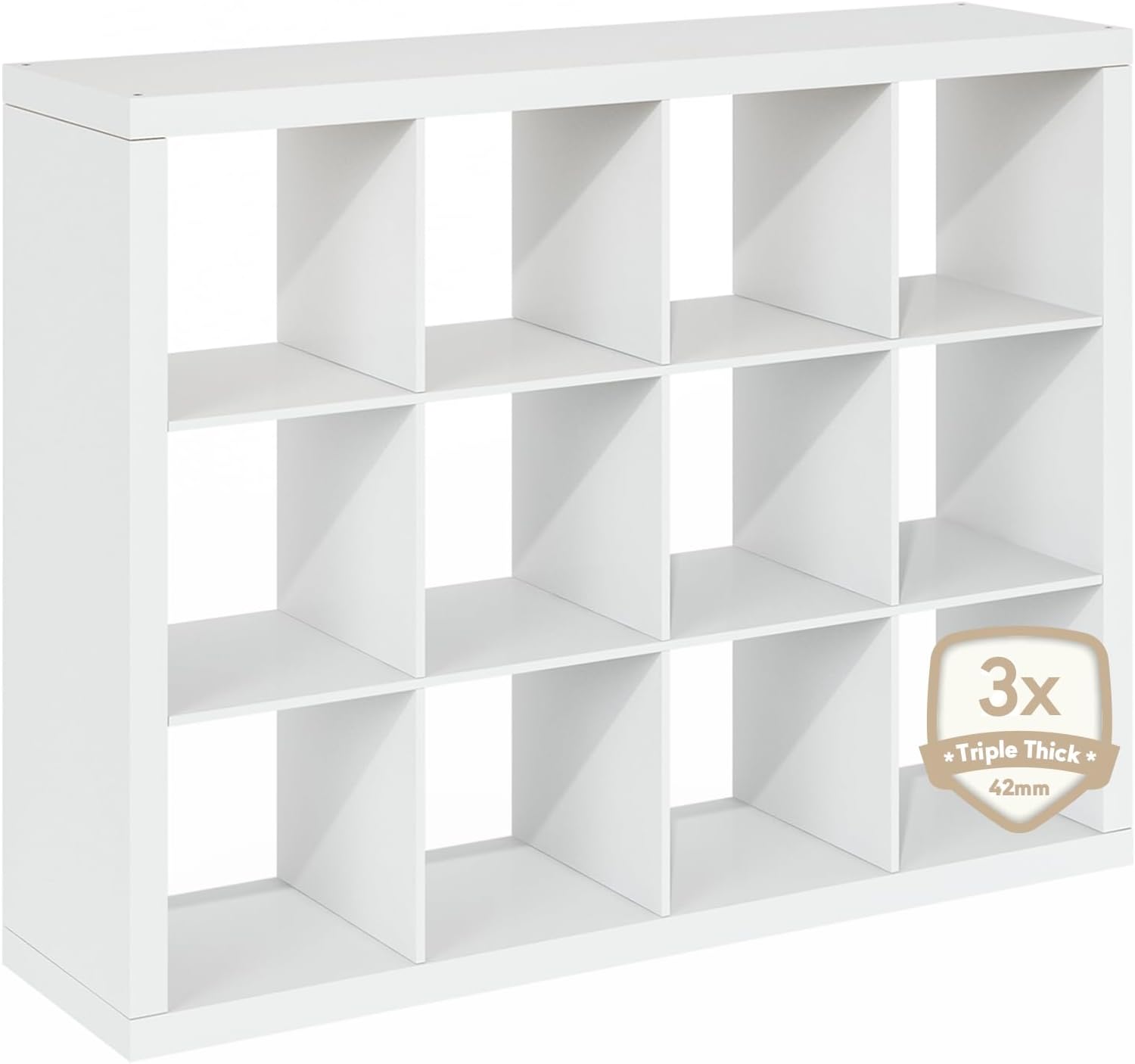 16-Cube Bookshelf, Triple Thick Frame, Black Dark Oak, Storage for Living Room & Home Office