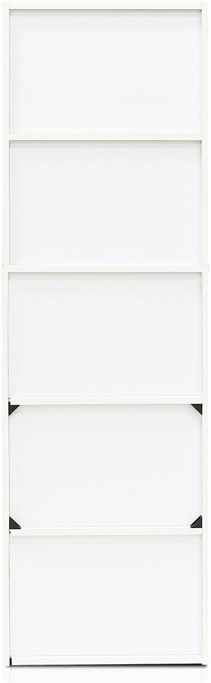 5-Cube Bookshelf, White, Reversible Bookcase for Living Room, Bedroom, Home Office
