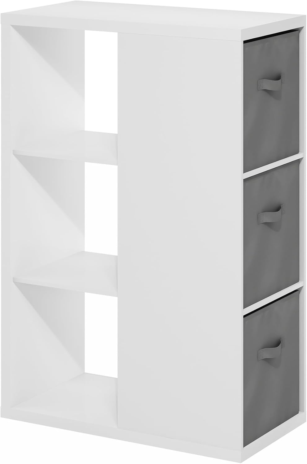 8-Cube Horizontal Bookshelf, White, Cube Storage Organizer for Bedroom & Living Room