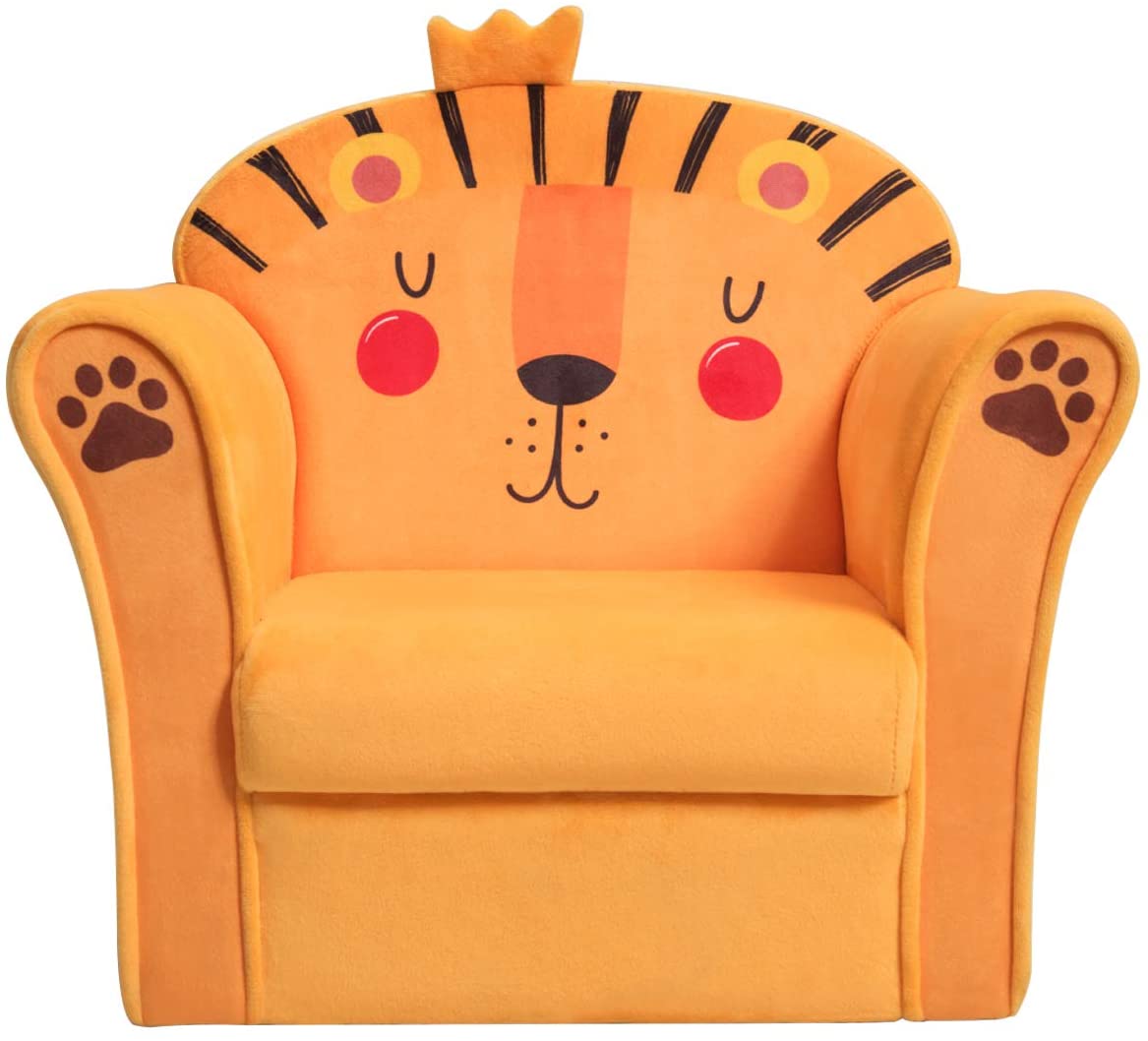 Kids Armrest Sofa with Pattern, Sturdy Wood Frame, Toddler Chair for Boys & Girls