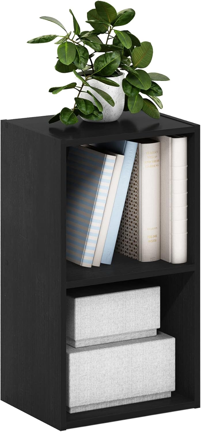 5-Cube Bookshelf, White, Reversible Bookcase for Living Room, Bedroom, Home Office