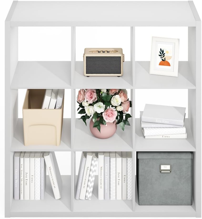 16-Cube Open Storage Shelf, Extra Thick Frame, White, Display & Organization