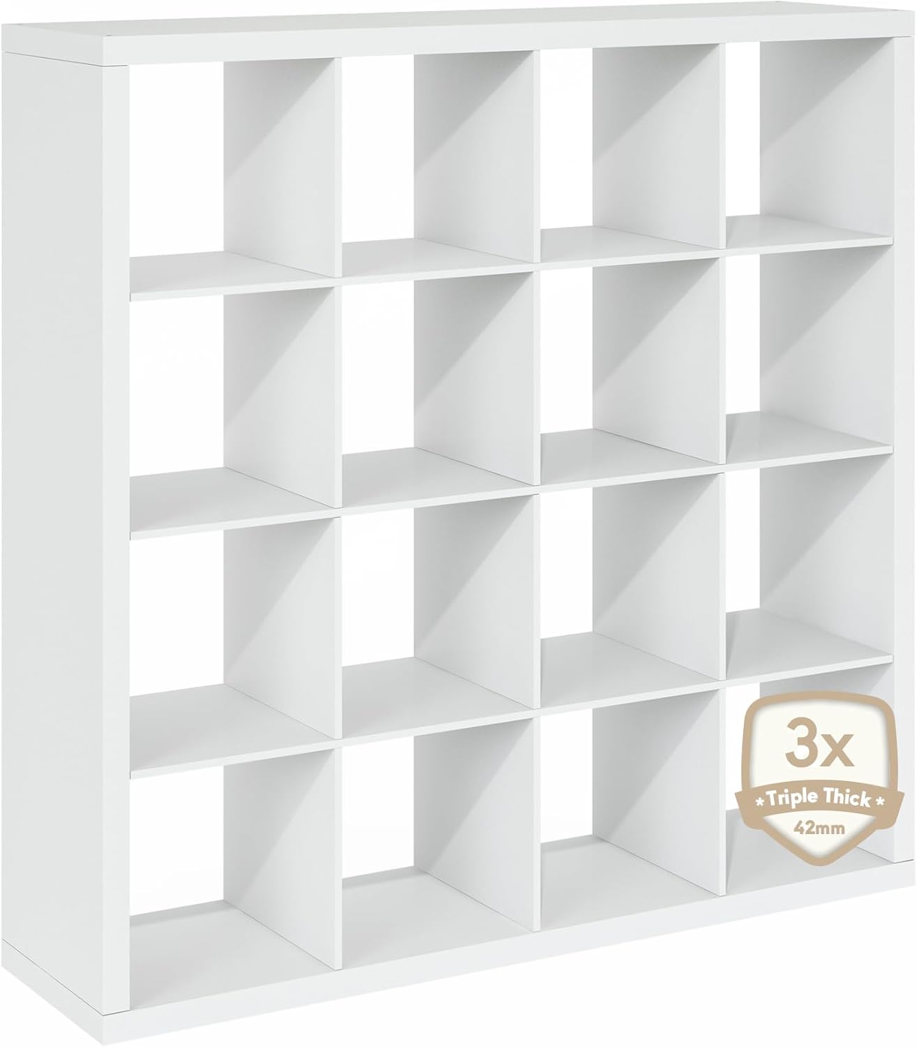 16-Cube Bookshelf, Triple Thick Frame, Black Dark Oak, Storage for Living Room & Home Office