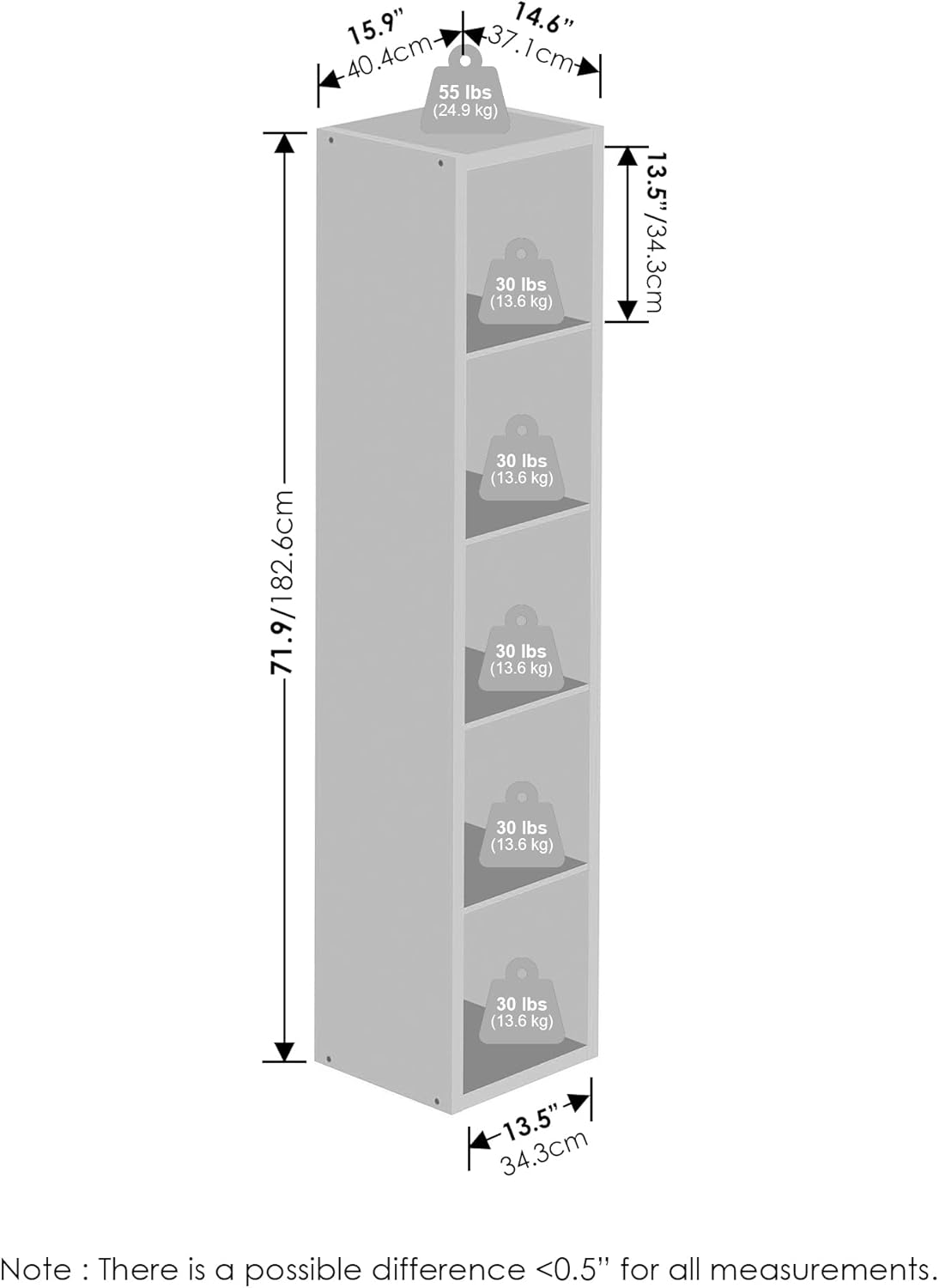 H-Shelf Cube Insert, Fits Extra Thick Cubes, White, Modular Storage Solution