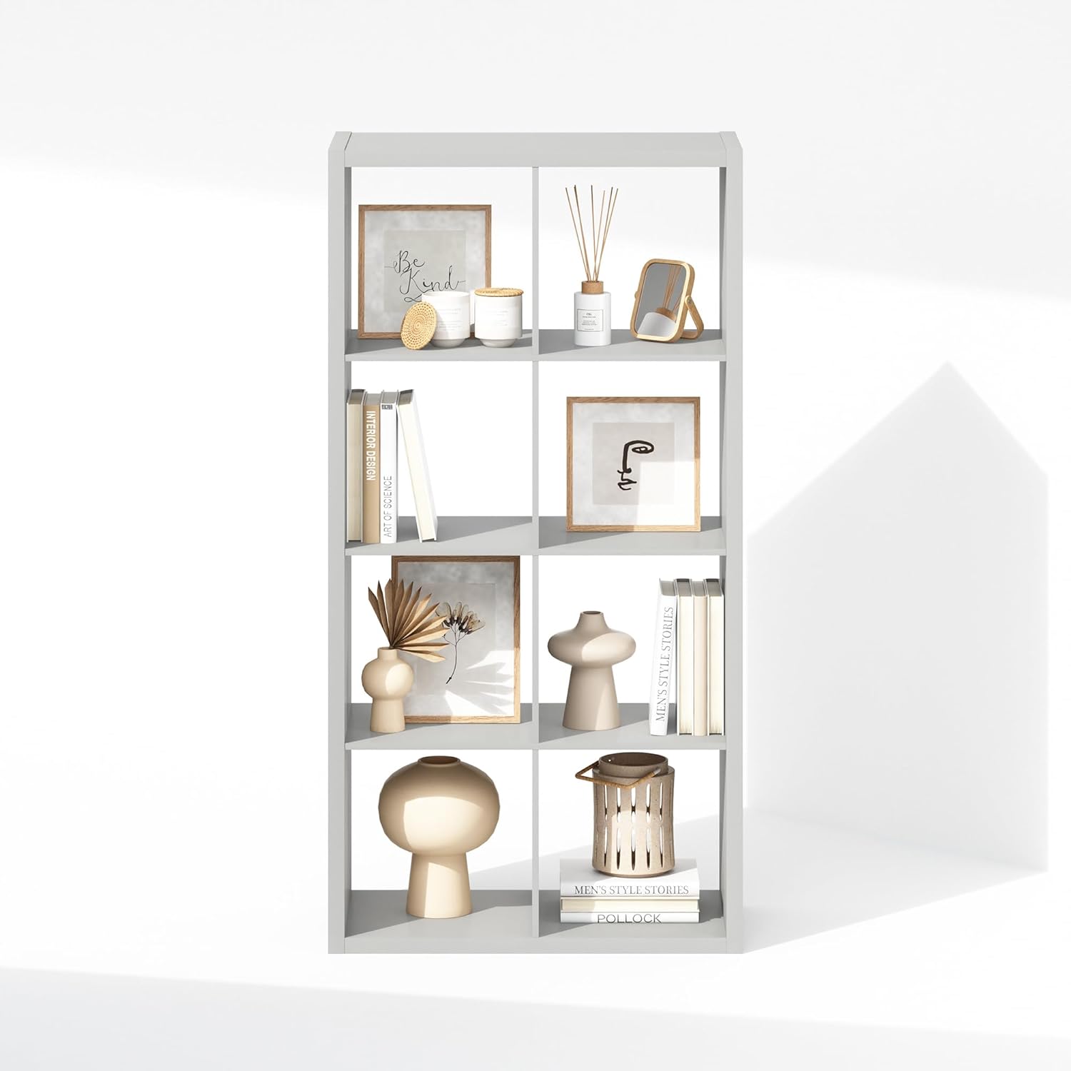 16-Cube Open Storage Shelf, Extra Thick Frame, White, Display & Organization