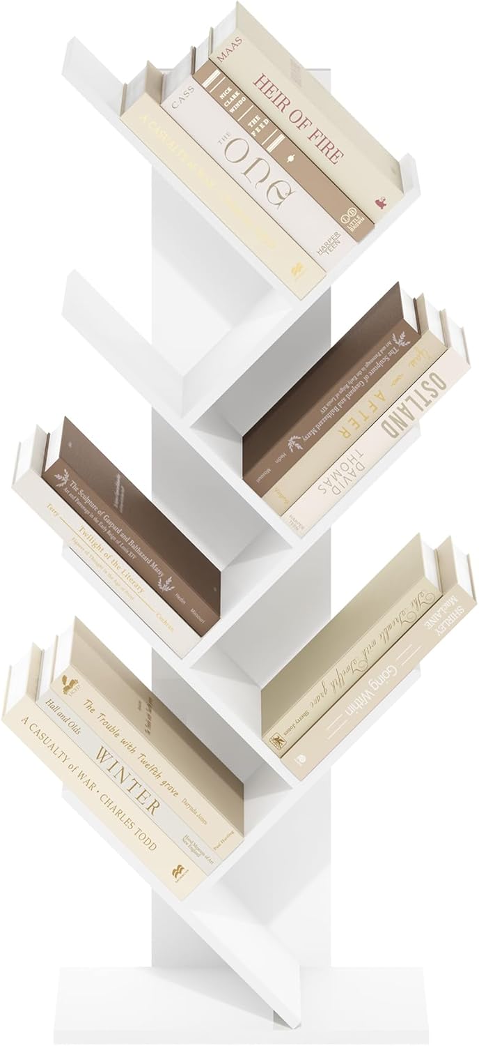 5-Cube Bookshelf, White, Reversible Bookcase for Living Room, Bedroom, Home Office