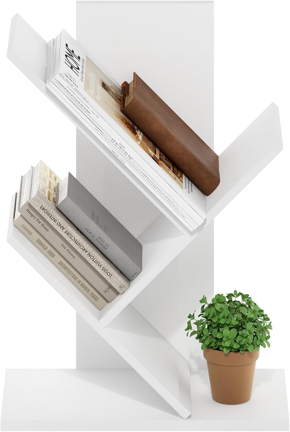 5-Cube Bookshelf, White, Reversible Bookcase for Living Room, Bedroom, Home Office