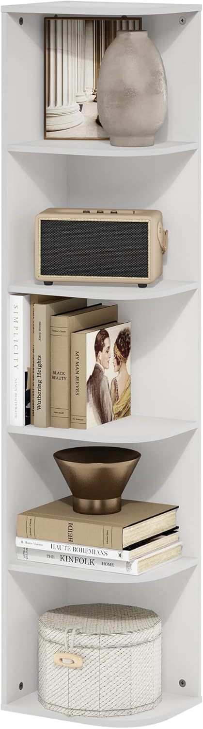 5-Cube Bookshelf, White, Reversible Bookcase for Living Room, Bedroom, Home Office