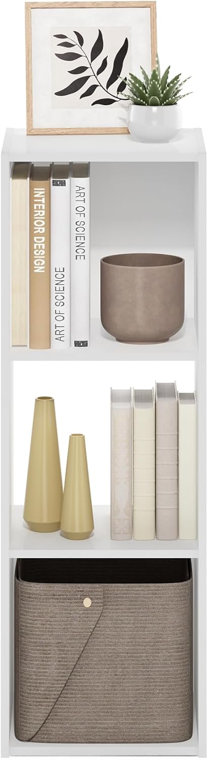 3x2 Cube Storage Bookcase Organizer with Bins, French Oak Grey/Black