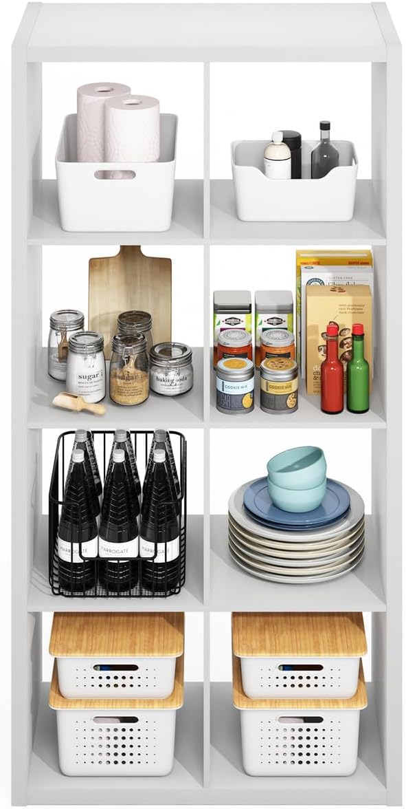 5-Cube Reversible Closet Shelf Organizer, White, Storage for Bedroom or Closet