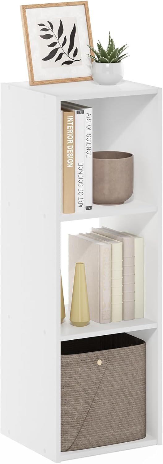 3x2 Cube Storage Bookcase Organizer with Bins, White/Black