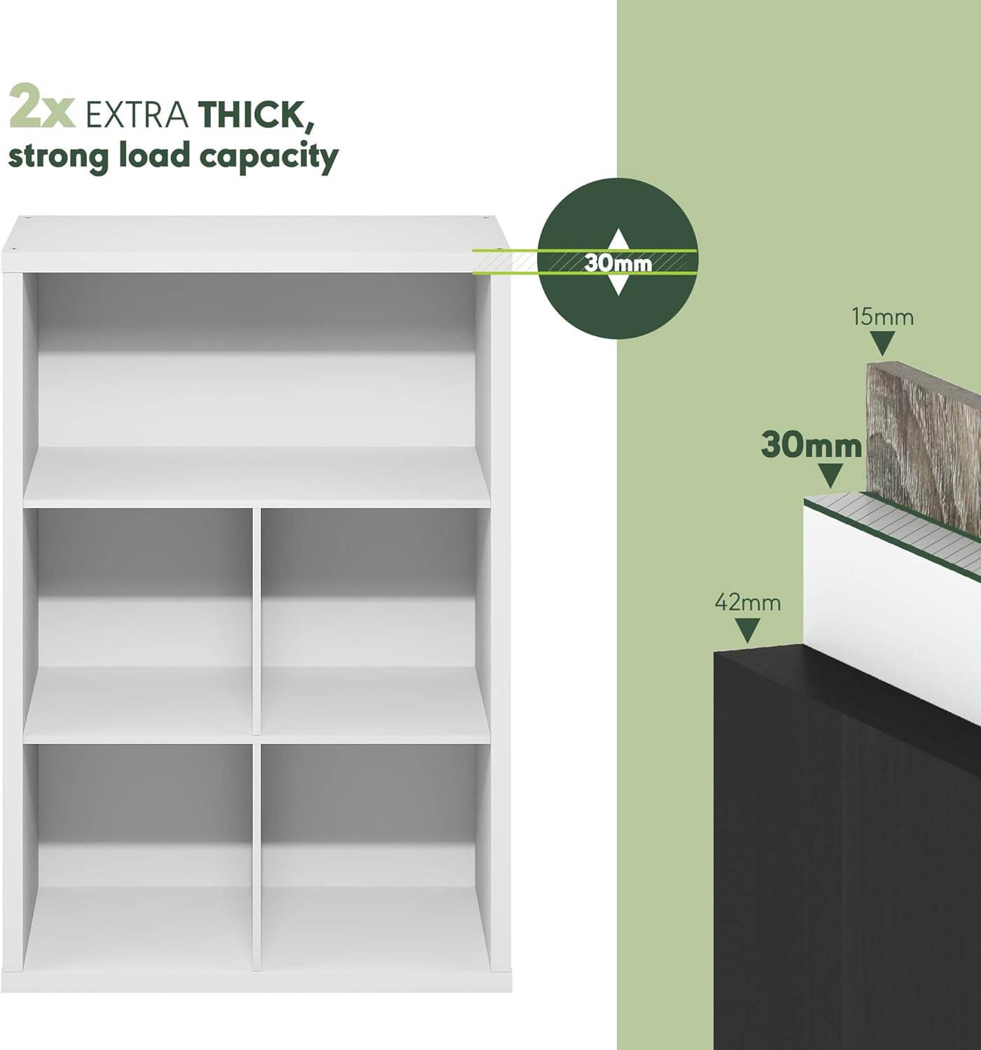 5-Cube Closed Back Bookshelf, Extra Thick Frame, Dark Oak, Storage Organizer